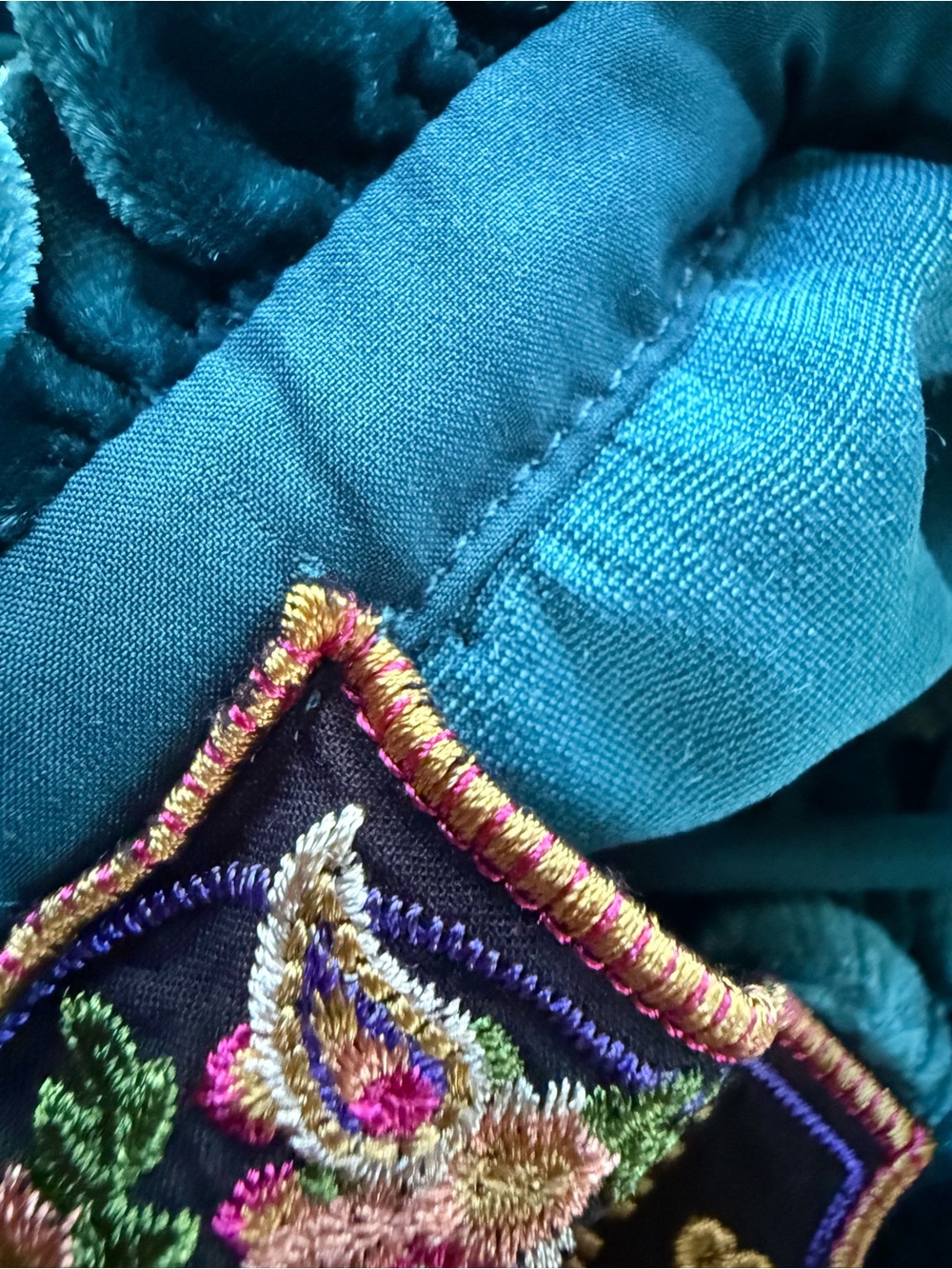 Johnny Was Shira Velvet Field Blouse Peacock Teal Blue Green L $348 - Picture 15 of 15